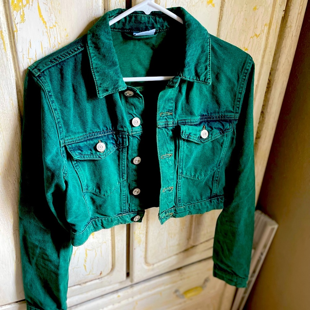 COPY - BDG Urban Outfitters Cropped Green Jean Jacket